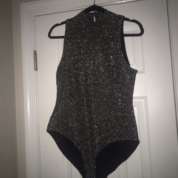 H&M Tops - H&M Gray/Black Glittery Bodysuit (NWOT)